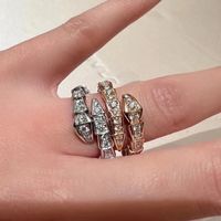 Buigari Serpentine Series Designer Ring for Woman Diamond Gold Plated 18K Reproduções oficiais Presente de aniversário de joalheria de estilo clássico 027