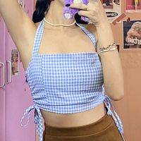 Tanques femininos Camisole Women Women Plaid Bow Design Summer Style Student Chic Lady Sexy Mujer de Moda Fashion Casual Casual Casual Tops Cropped Tops
