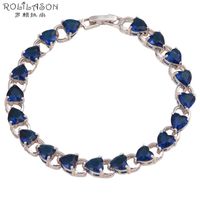 Bracelets Charm Rolilason Diseño romántico Heart Forma de corazón azul Navy Crycon Color Silver Color Artículos de boda de moda TBS763