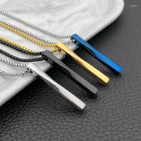 Pendant Necklaces Blue Gold Silver Color Sides Stainless Ste...