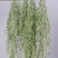 الزهور الزخرفية 2pcs محاكاة هواء الهواء العشب كرمة سلسلة مصنوعة مصطنع الجدار البلاستيكي معلقة زفاف الزفاف ورقة أخضر