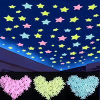 Pegatinas de pared 3D estrellas luminosas Palacinas espeluznantes en fluorescente oscuro para niños dormitorio para bebés techo decoración del hogar1