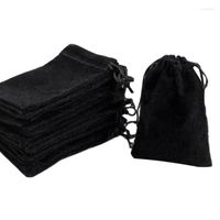 Bolsas de joalheria bolsas de pano preto em flocos/bolsas de cordão de jóias de jóias de cordão (100 pcs) 3 polegadas