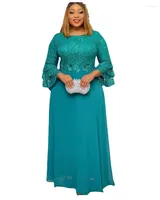 Vêtements ethniques L-3xl Robes africaines pour femmes au printemps automne trois quarts de la manche en polyester couleur longue robe maxi