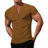 Erkek Tişörtleri Pamuk Atletik Kısa Erkekler Örme Streç Henley Gömlek Egzersiz İnce Fit Kollu Tees Kas Colo Fanilileri Erkekler
