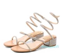 2023 sandali Summer Women Sandals Scarpe di moda Rhinestone Sandalo Spesso tallone Eleganza comoda Donne Sandali