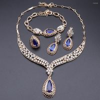 Halskette Ohrringe Set Mode Kristall Zirkon elegantes Armband Ring Hochzeitsfeier Frauen