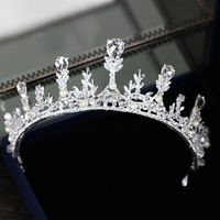 Haarklammern Barrettes Silber Farbe Blattkristall Strassbraut Tiara Kronperlen Hochzeit Schmuck Frauen Diadem Stirnband Accessorie