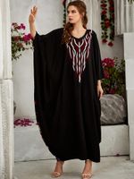 Sukienki swobodne Cloak Abaya sukienka dla kobiet luźne rękawy batwing czarne kwiatowe wygodne szlafraty arabskie Oman szatę 2023