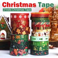 Geschenkwikkeling 21Rolls Christmas Washi Tapes Set decor metseling tape gouden folie plakboeksticker briefpapier inpakdagdiy diy ambachten
