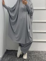 Abbigliamento etnico Eid Donne musulmane Abito per preghiere Set di abbigliamento da 2 pezzi Harem pantaloni Khimar Jilbab Abaya Copertura piena Abito Ramadan Abayas Islamic Niq