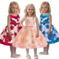 Meisjesjurken HG Princess Brand 3-10 jaar kinderfeest 2023 Design Patchwork Flower Pageant Knie Lengte Kinderen avondjurk