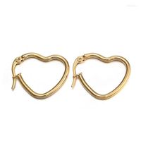 Brincos de argola de aço inoxidável Brincho de coração para mulheres joias de orelha de moda de ouro