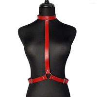 Strumpfbänder Gurt Frauen sexy rote Leder Dessous Brust Bondage Gurte Gotische Kleidung Strumpfband Belt Körper