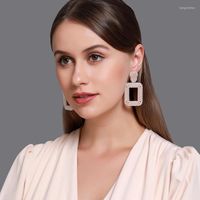 Dangle Ohrringe Barock Perle übertriebenes Quadrat für Frauen fallen Ohrohren Langer Ohrringschmuck 2023 Z60CF3