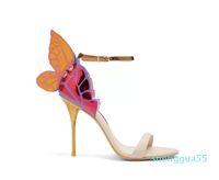 2023 sandali con tacco alto fibbia Rose ornamenti a farfalla solida Sophia Webster SANDALI SCARPE giallo taglia 34-42