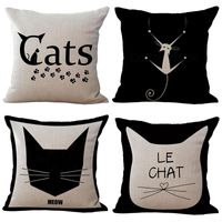 Cuscino in cotone in cotone lino in scala nera animali gatti stampato cuscini decorativi cuscini copri decorazioni per la casa per divani /decorativi