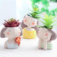 Jarrones lindos diseño de chicos y niñas suculentes macetas de flor de jardín decoración del hogar plantador maceta de escritorio de escritorio de escritorio bonsai