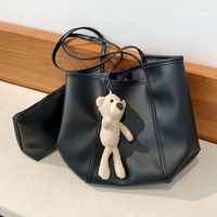 Abendtaschen mit großer Kapazität Handtasche für Frauen Vintage Leder Schulter weibliche Reisebasche mit Geldbeutel Sack Set Girls