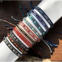 Strand bohême bracelets réglables pour hommes et femmes perles de riz en cristal Bracelet breloque amitié arc-en-ciel Bracelet bijoux