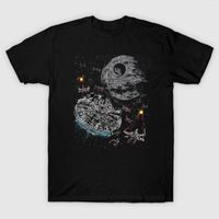 Erkek Tişörtleri Klasik Sci-Fi Film Uzay Aracı Millennium Falcon Gömlek Pamuk Kısa Kollu O yaka T-Shirt Sıradan Giyim Erkekleri