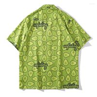 Camisetas para hombres Casual Loose Beach Style Men Graphic Summer Vawaiian Aguacate Camisa de manga corta Ropa de vacaciones cómoda