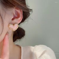 Dangle Küpeler 2023 Güney Kore Moda Lüks Basit Geometrik Pembe Kalp Şekleli Geri Yükleme Antik Yolları Kadın Mücevher Hediyeleri