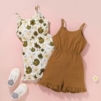Jumpsuits Baby Girl Mompers Summer Casual Kid Kids Floral Floral Impresivo sin mangas de mono corto