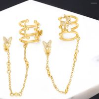 Pendientes de los pendientes de oro europeo y americano adornos de cobre mariposa con oreja de mariposa clip de moda de moda de moda micro set de una pieza
