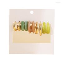 Hoop Earrings Trendy Resin Acrylic Gold Circle For Women Fas...