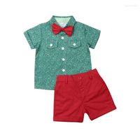 Kläder sätter LIORITIIN 1-6 år Småbarn Kids Baby Boy Gentleman Clothes Set Short Sleeve Shirt Topps Shorts Pants Formal Outfit