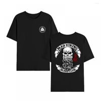 T-shirts masculins Mad Viiking Beard Club Ins Ins T-shirts à coton imprimé à double face streetwear pour hommes