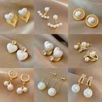 Pendientes de perlas perlas genuinas perlas de agua dulce natural 925 pendientes de plata esterlina joyas de perlas para regalo de boda wemon