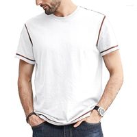 Camisetas masculinas moda de verano camiseta de manga corta para hombres stripe line stripe stripe Patchwork color sólido simple