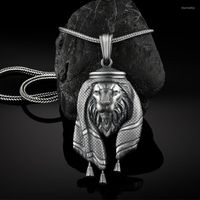 Anhänger Halsketten Arabische Edelstahl Löwe Männer Hip Hop Halskette