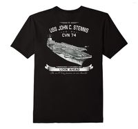 Camisetas para hombres USS John C. Stennis (CVN-74) Camiseta de portaaviones. Camisa de hombre de manga corta de algodón de algodón de verano S-3XL