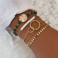 Pulseira de pulseiras de charme com pulseira de casal com onda de água com tassel feita à mão com miçangas de cor branca e verde correspondentes ao atacado de 4 peças