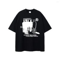 T-shirts masculins High Street Imprimé Black Streetwear O-Leck T-shirts Hommes décontractés 2023 Été surdimension
