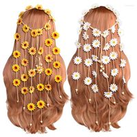 Dekorative Figuren 2pcs Blumenhippie Stirnband Blumenkrons Sommer Sonnenblumen Haarzubehör für 70 Sekunden Bohemian Kostüme Stil