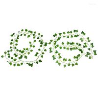 زهور زخرفية 2pcs 2m نباتات اصطناعية طويلة أخضر أوراق العنب كرمة وهمية parthenocissus أوراق الشجر منزل الزفاف ديكور