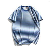 Camisetas masculinas manga corta para hombres camiseta de algodón azul marino de algodón de algodón de verano