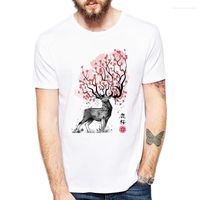 Herren T-Shirts Vagarytees 2023 Sommer Mode Deer Scenic bedrucktes T-Shirt Kurzarm Design Tops Neuheit Hemd