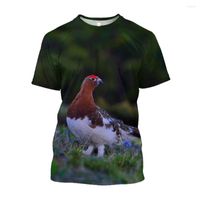 T-shirts pour hommes Jumeast 3d Willow Ptarmigan T-shirts imprimés pour hommes Camouflage d'oiseau surdimensionné 2000 Vintage esthétique Vintage