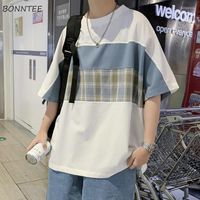 Herren T-Shirts Kurzarm T-Shirts Patchwork Mode All-Match Korean Style Trendy Gentleman Harajuku Daily Summer Clothing Camisetas