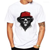Herren-T-Shirts Sommer T-Shirt Vintage Retro Punk Sketch Bär tragen Red Hat Mens Novelty Design Top T-Shirt modisch