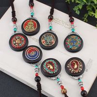 Anhänger Halsketten Thailand Exotische Entwürfe ethnischer nepaleer Kupfer Sandelholz Fisch Anhänger Schmuck Buddha Vintage Halskette Bodhi Samen