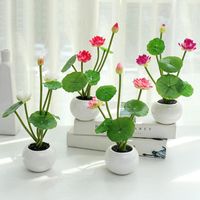 Flores decorativas Mini planta de seda de lótus artificial para decoração de decoração falsa de decoração Fake Decor Acessórios para casa