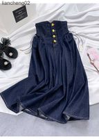 Skirts Women's Dark Blue Jeans Falda Spring Summer Nuevo slim de cinturón de cintura alta de cintura alta