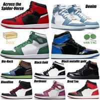 Zapatos de baloncesto de Jumpman 1S con caja de mezclilla baja triple negro a la UNC de chicago mujeres zapatillas 36-45 EURES