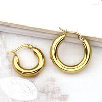 Hoop Earrings Jewelry Thick Wide Gold Earring Round Circle P...